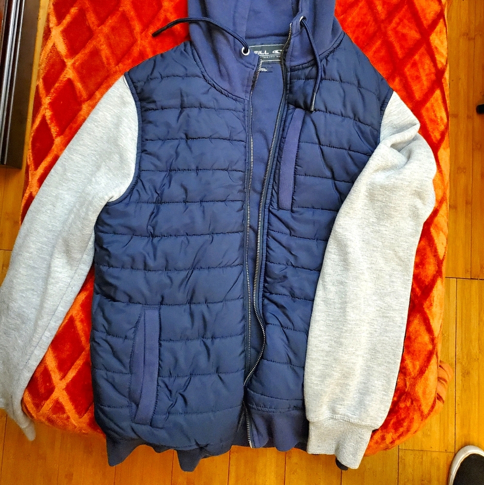 O'Neill puffy jacket with sweatshirt sleeve/hood